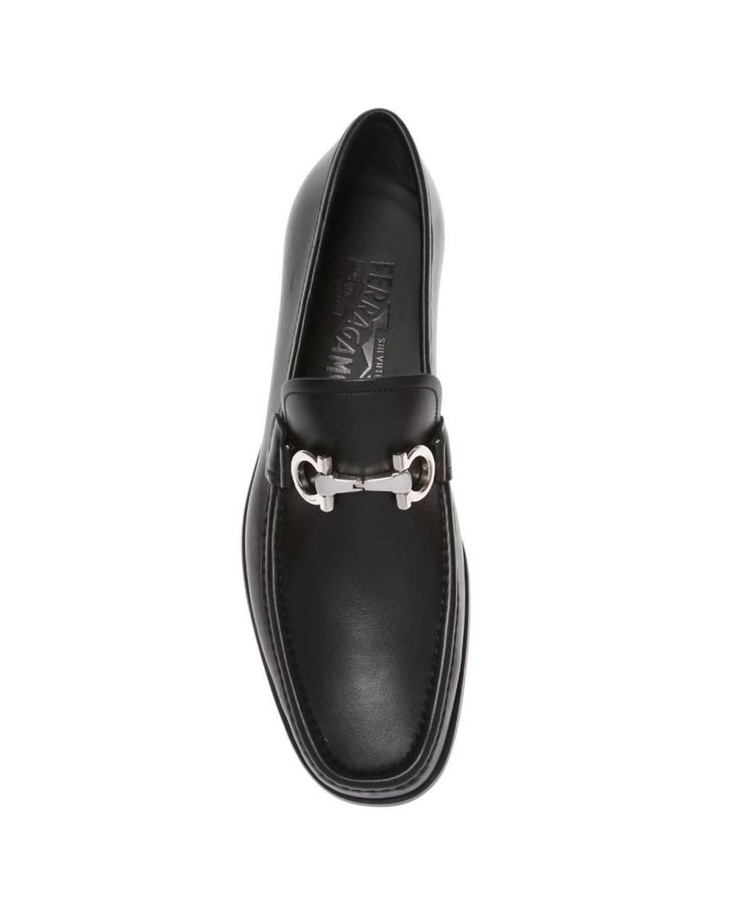 Ferragamo Gancini Leather Loafers Black for men