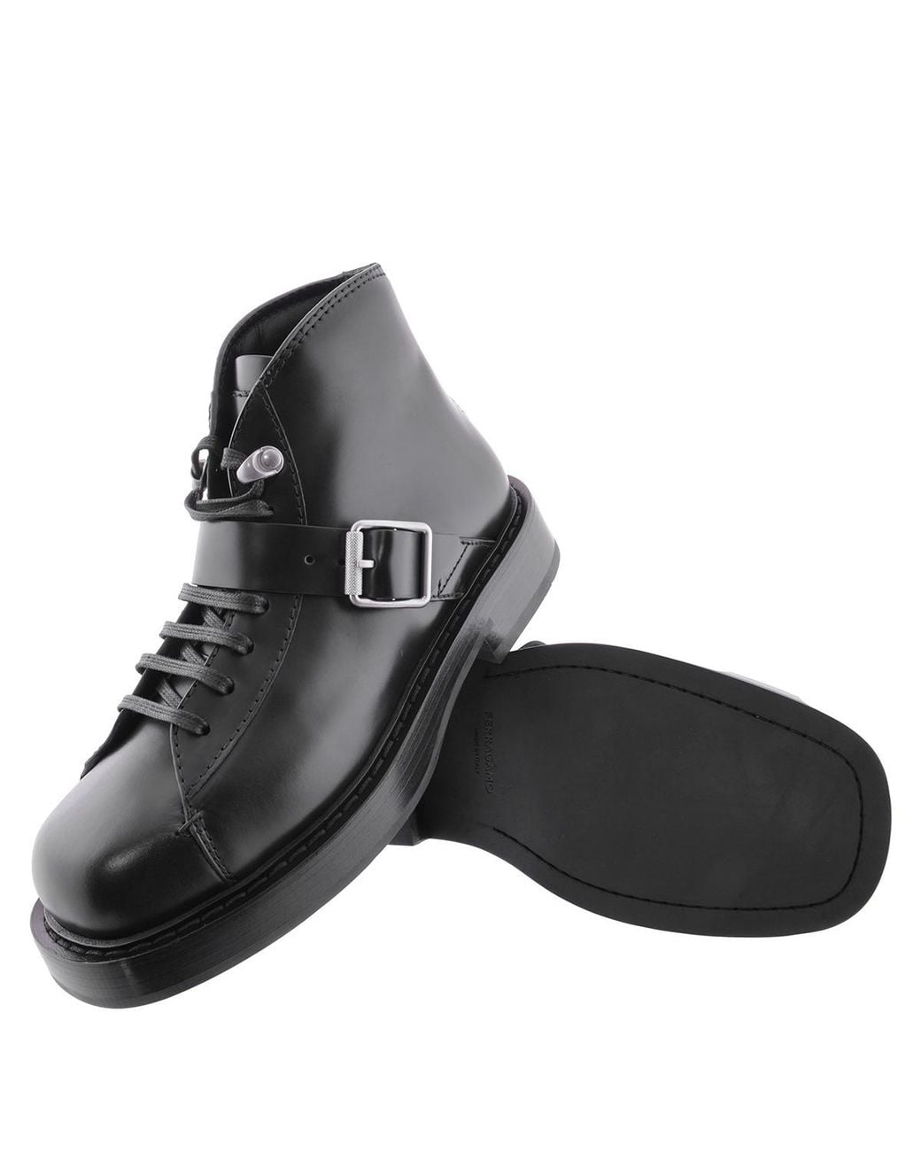 Ferragamo Black Ferragamo Gancini Ornament Ankle Boots for men