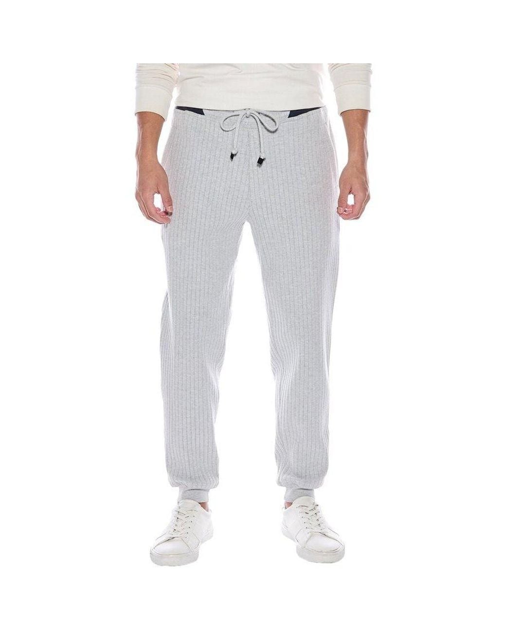 Brunello Cucinelli Gray Ribbed Drawstring Trousers for men
