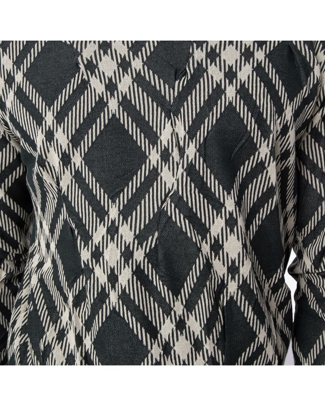 Burberry Green Check Cotton Blend Crinkled Sweater for men