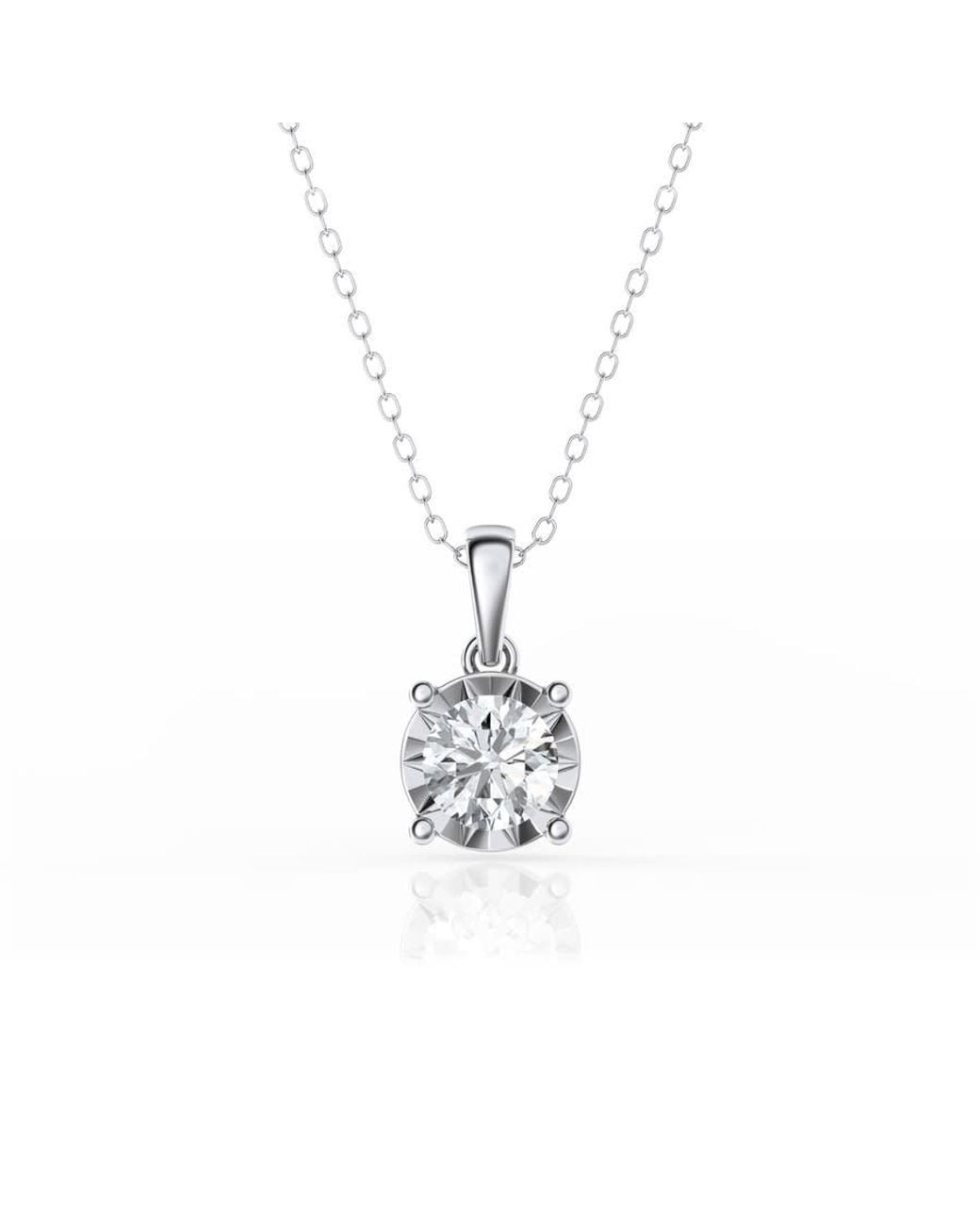 Brilliant Diamond Metallic 1 Carat Solitaire Lab Grown Diamond Pendant Necklace For for men