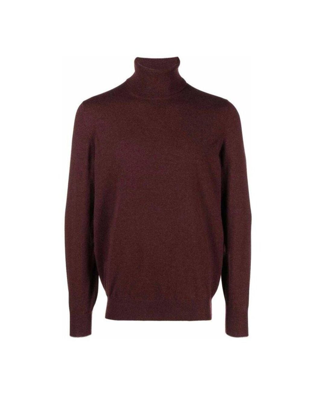 Brunello Cucinelli Red Syrah Cashmere Turtleneck Sweater, Brand Size 48 (Us for men
