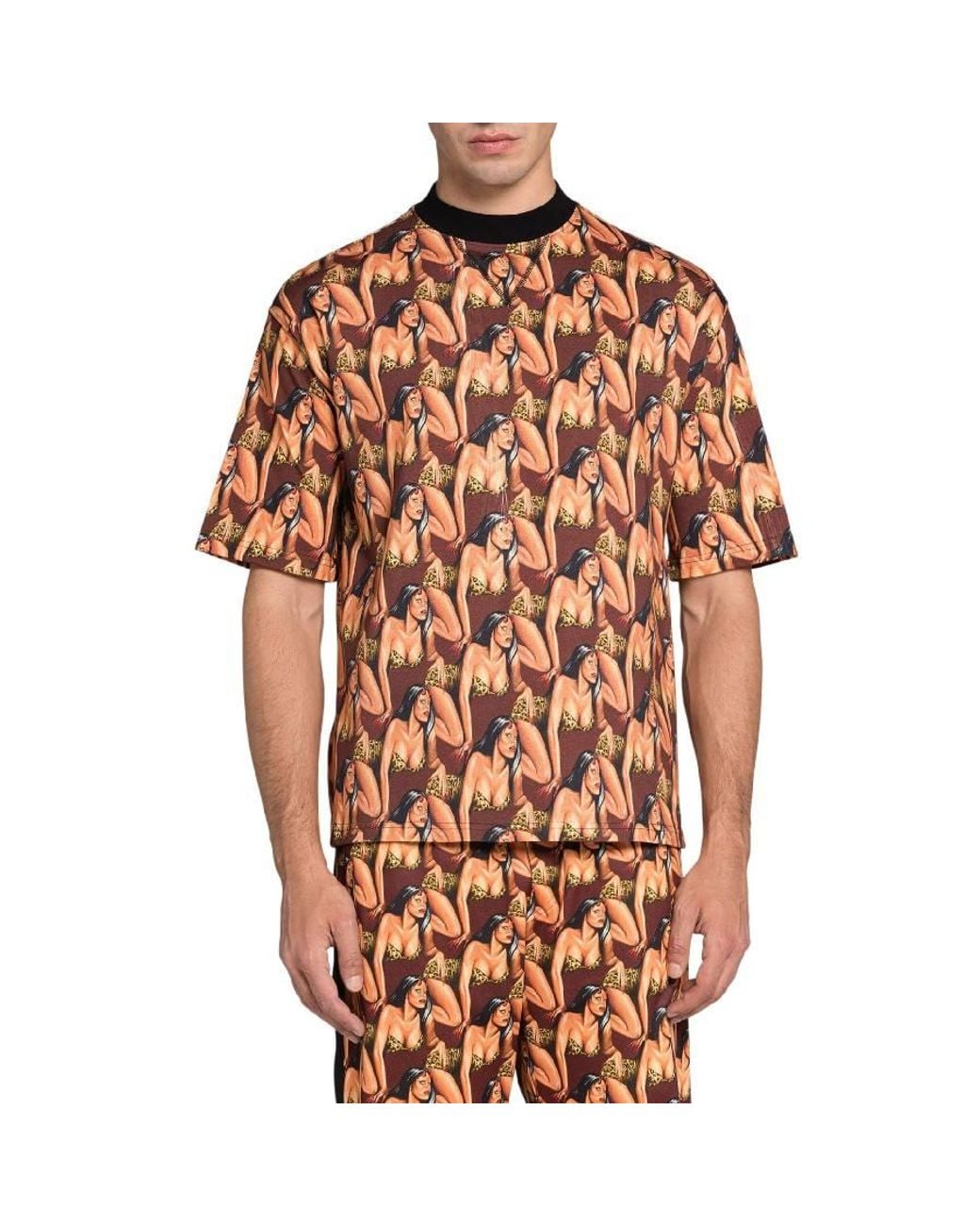 Roberto Cavalli Brown Devil Print Cotton T-Shirt for men