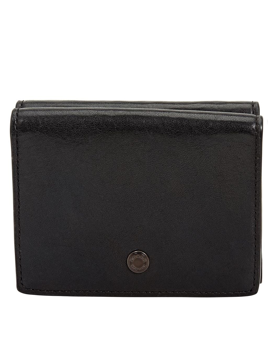COACH Black Soft Leather Trifold Origami Coin Wallet for men