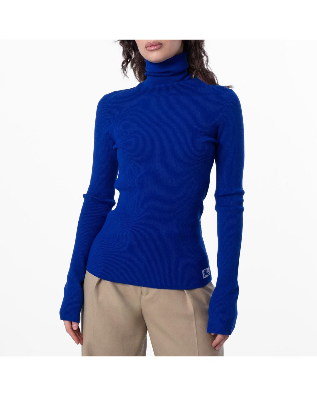 Burberry Blue Equestrian Knight Roll-Neck Jumper for men