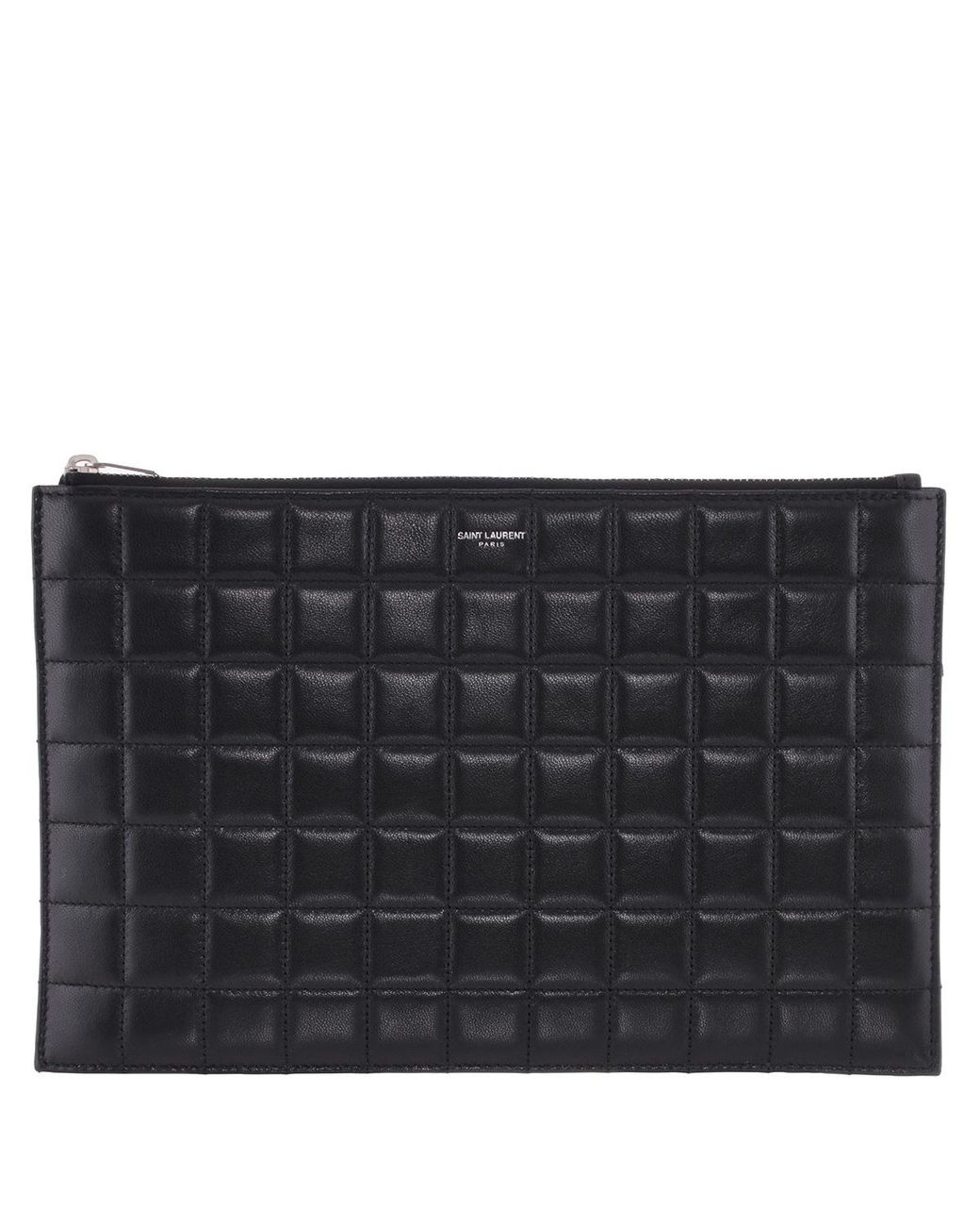 Saint Laurent Black Quilted Leather Logo Pouch for men