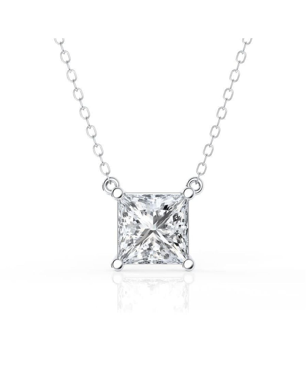 Brilliant Diamond Metallic 2 Carat Princess Lab Grown Diamond Pendant Necklace for men