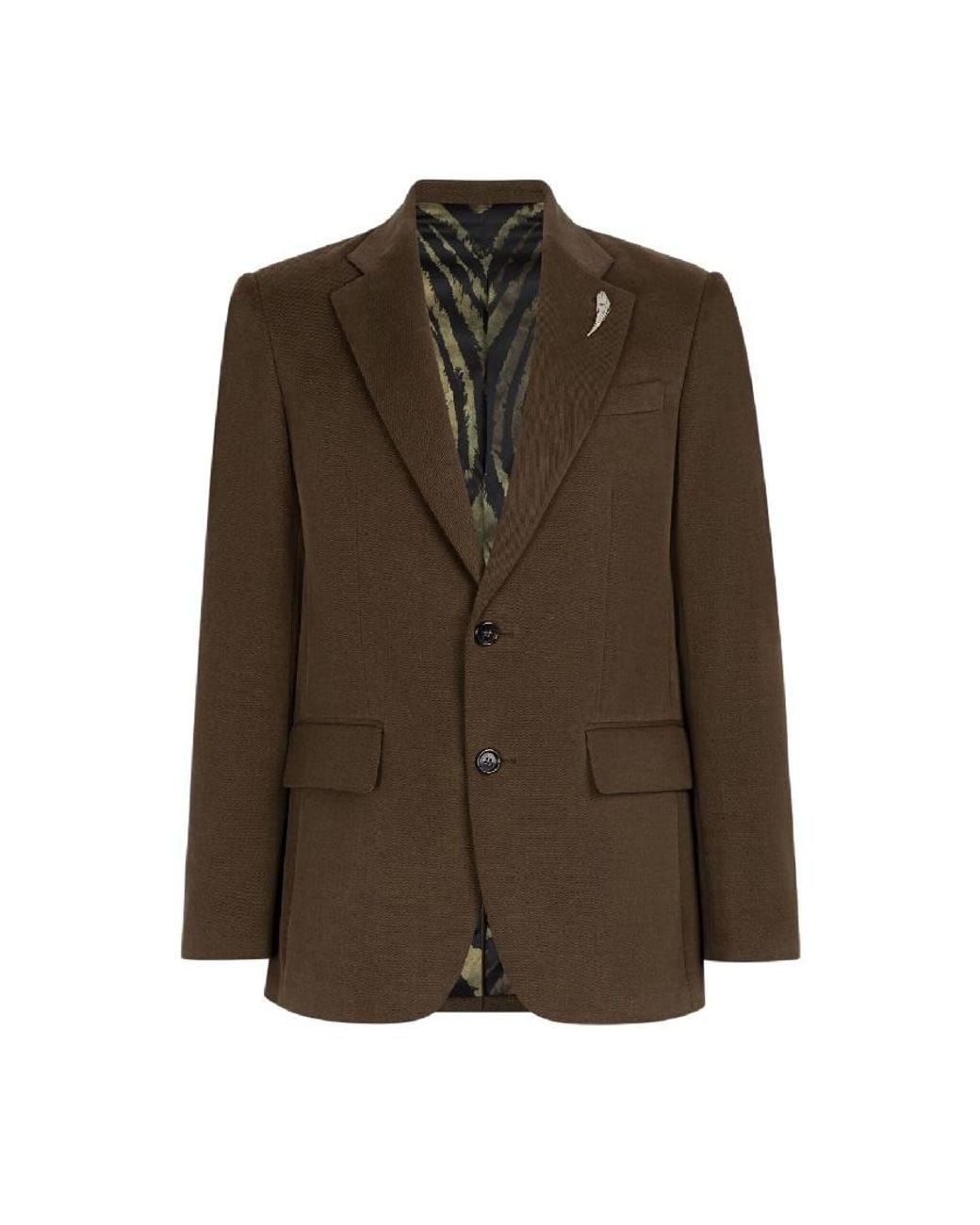 Roberto Cavalli Green Tiger Tooth Cotton Blazer Jacket, Brand Size 56 Us for men