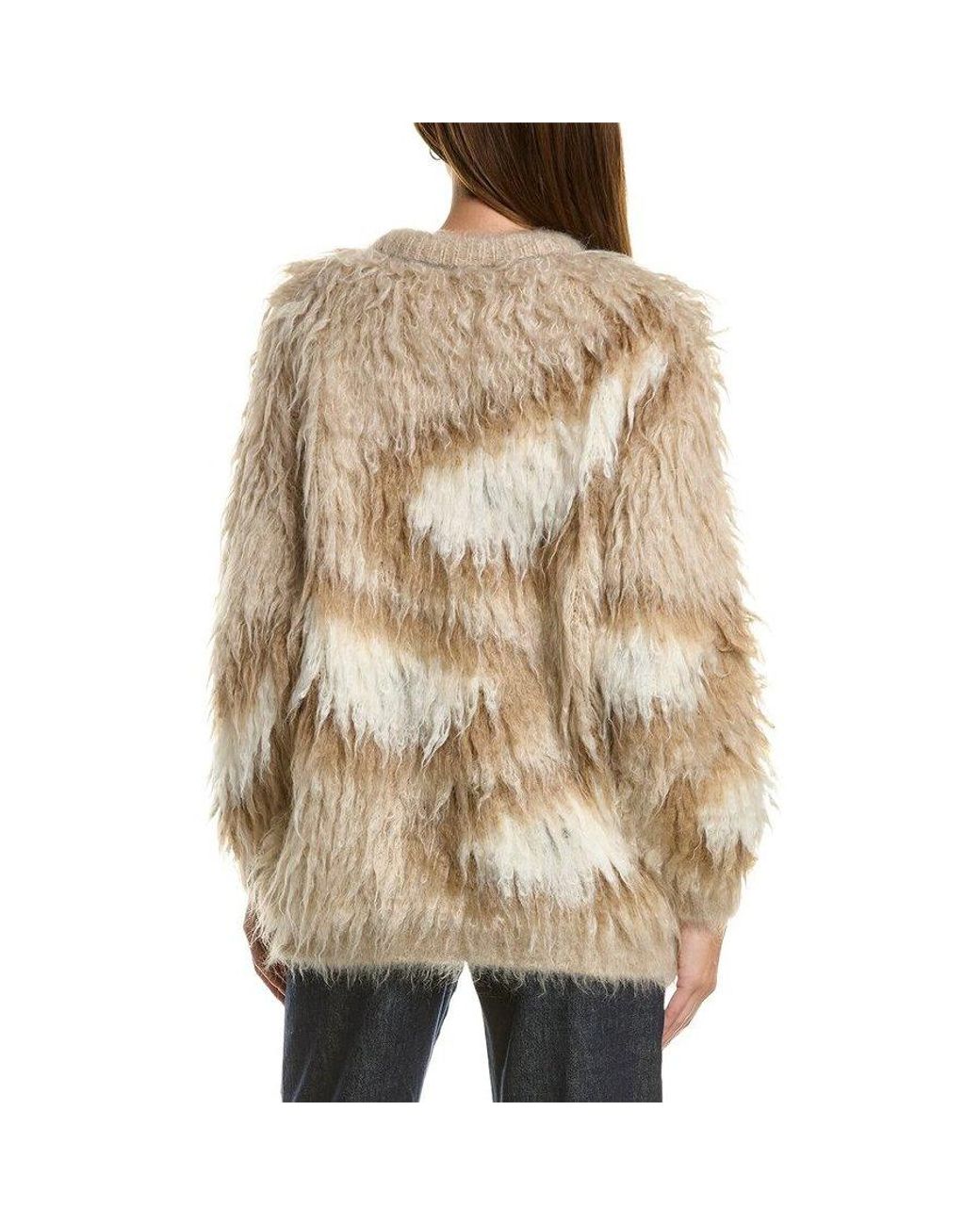 Brunello Cucinelli Natural Shaggy Knit Sweater, Size Medium for men