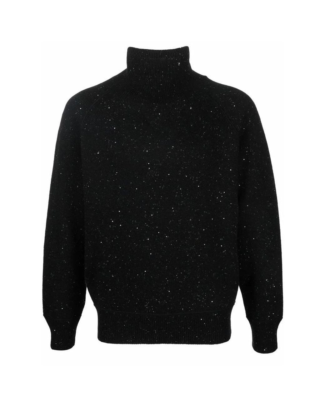 Ferragamo Black Speckle-Knit Roll Neck Jumper for men