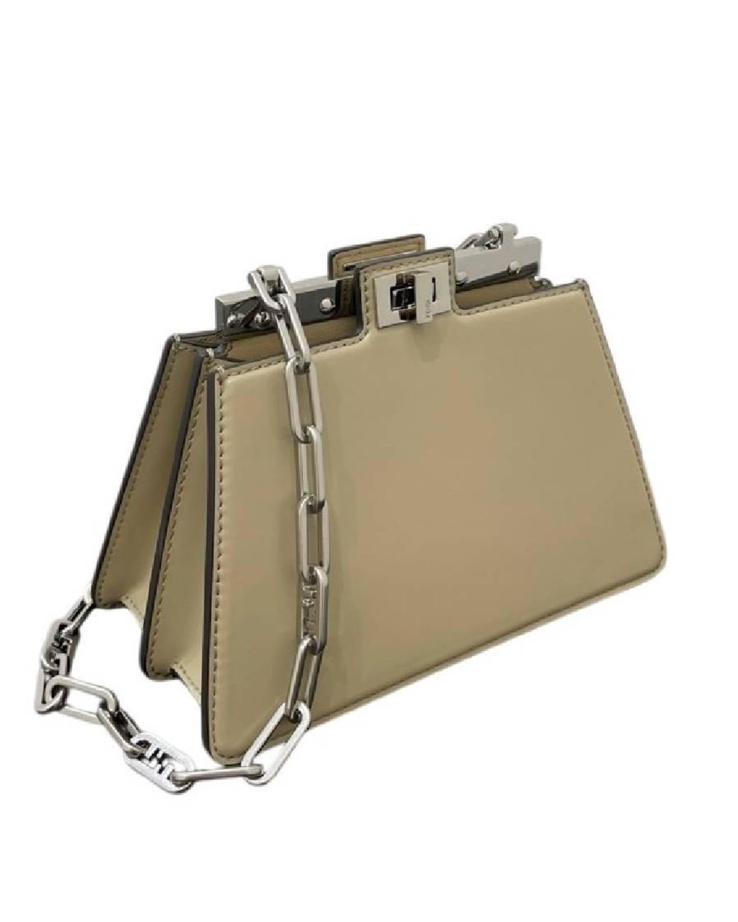 Fendi Natural Peekaboo Chain-Link Handle Bag