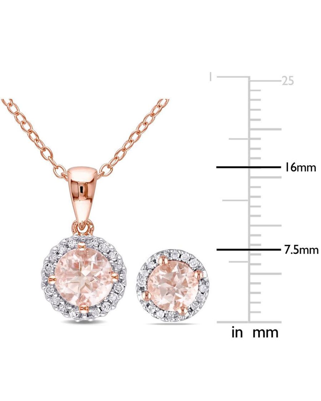 Amour White 2-Pc Set Of Morganite And 1/6 Ct Tw Diamond Halo Stud Earrings And Necklace for men