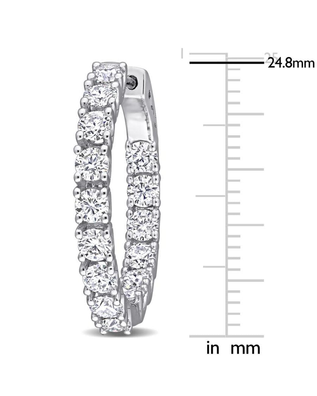 Amour Metallic 3 Ct Dew Created Moissanite Inside-Outside Hinged Hoop Earrings for men