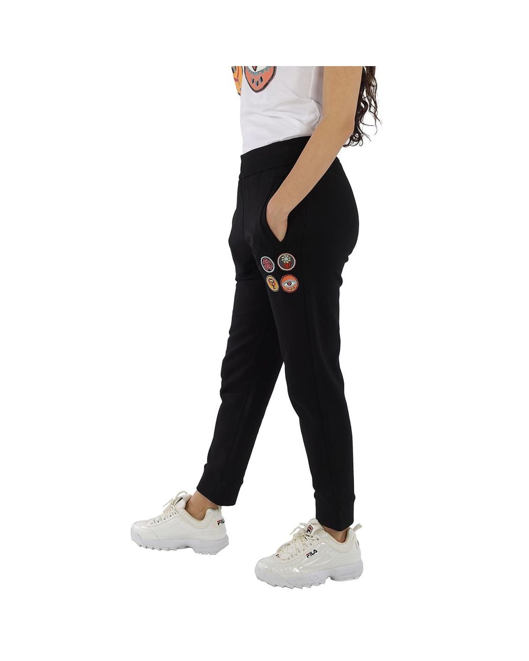 Roberto Cavalli Black Ladies Lucky Symbols Applique Relaxed Fit Sweatpants, Brand Size 38 (Us for men