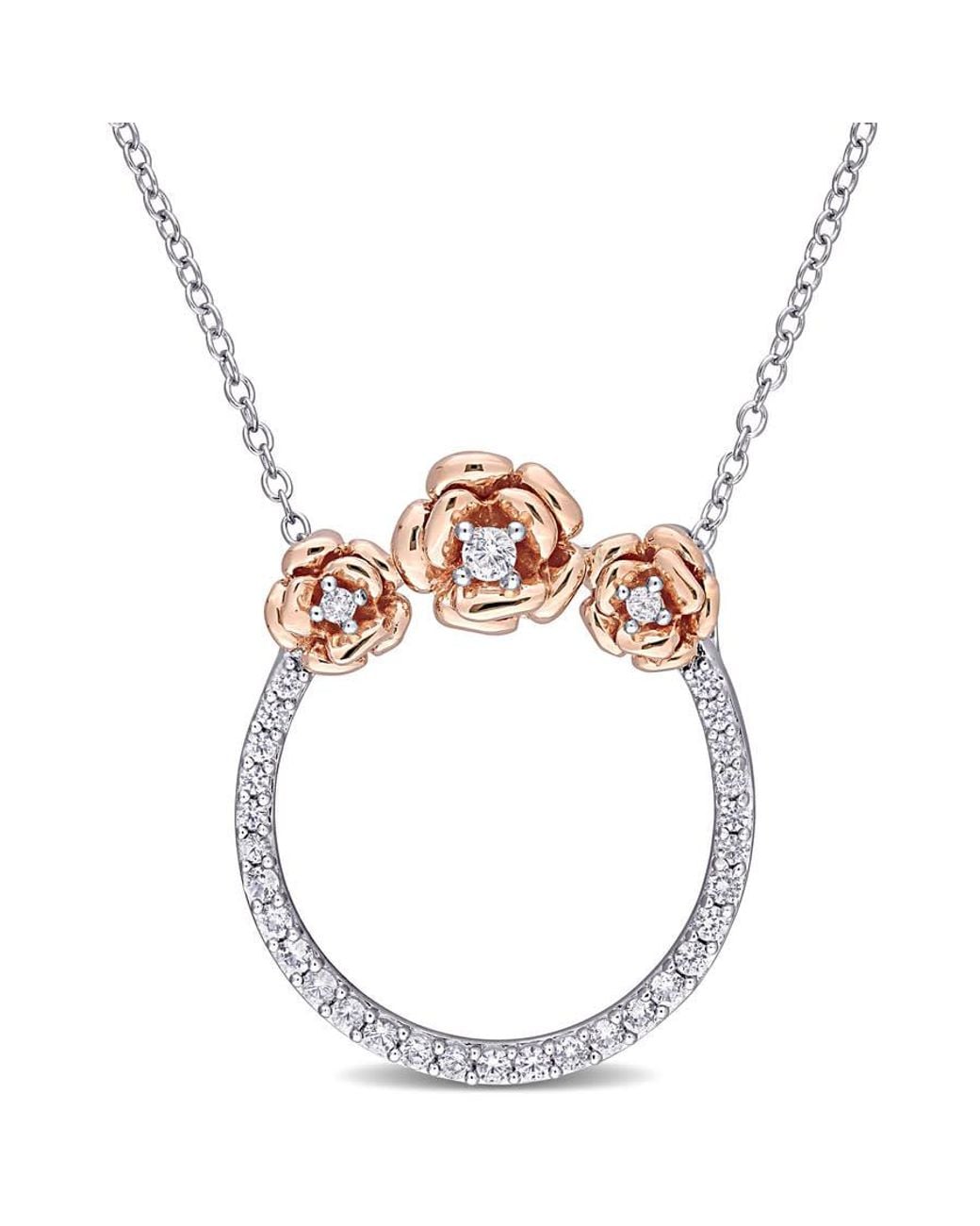 Amour Metallic 3/5 Ct Tgw Created Sapphire Rose Open Circle Pendant With Chain for men