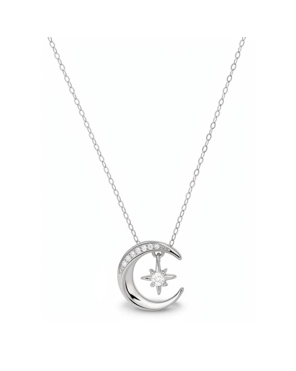 Kylie Harper Metallic Sterling Dangling Moon & Star Cz Pendant for men