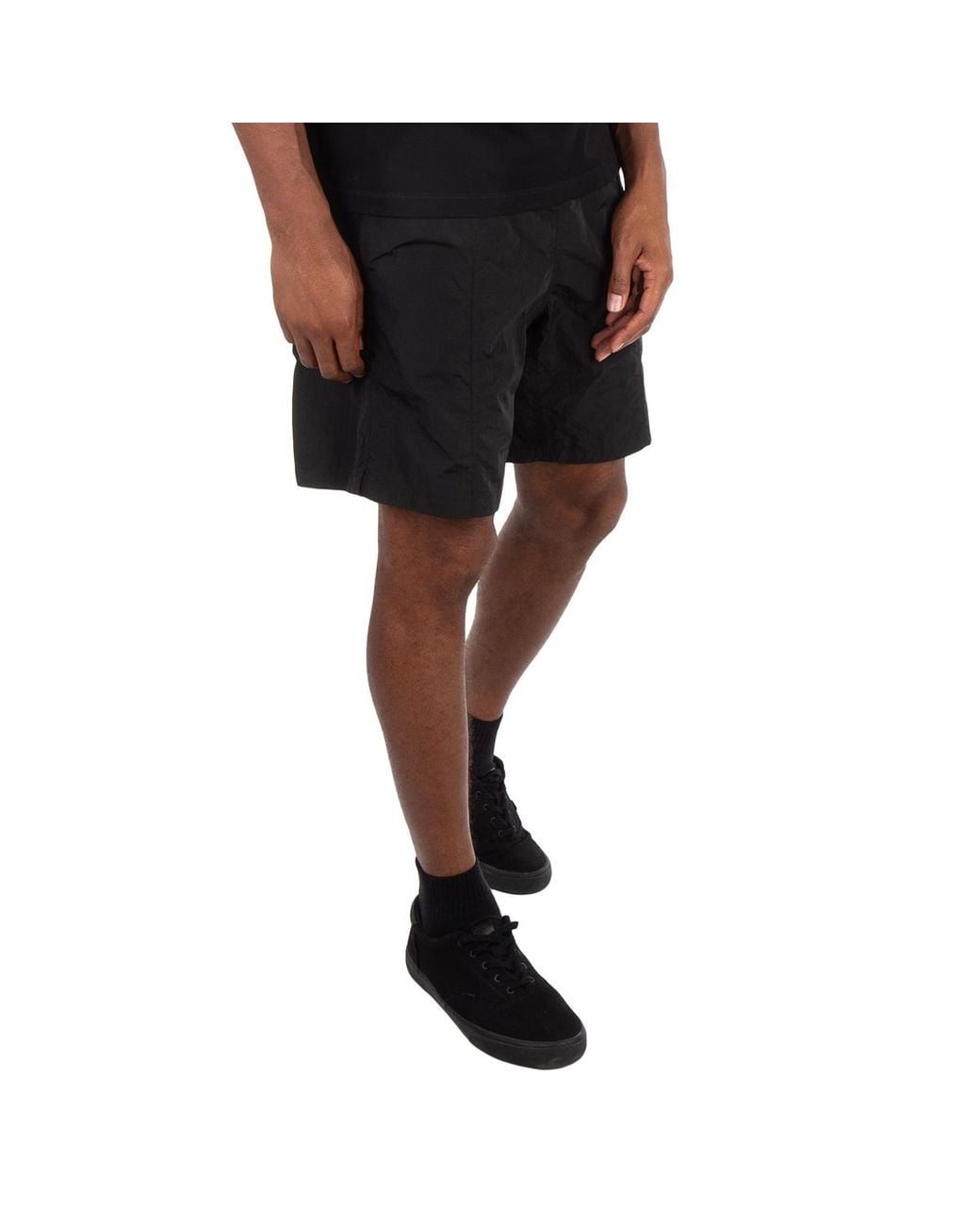 AMI Black Nylon Canvas Swim Shorts for men