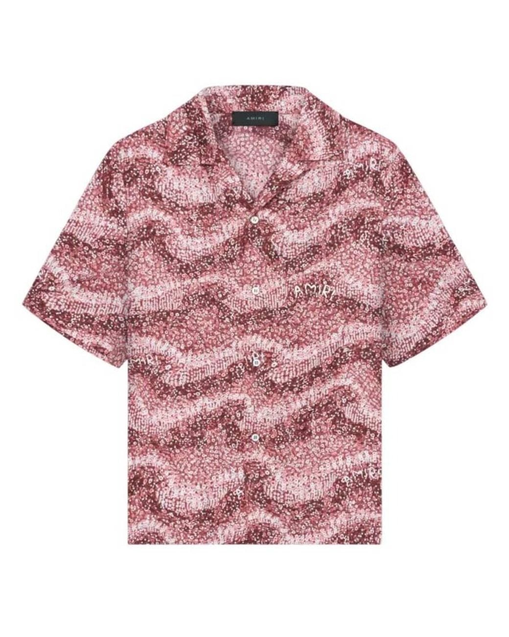AMIRI シルクシャツ ピンク Amiri Wavy Embellished Bowling Silk Shirt in Pink for Men | Lyst