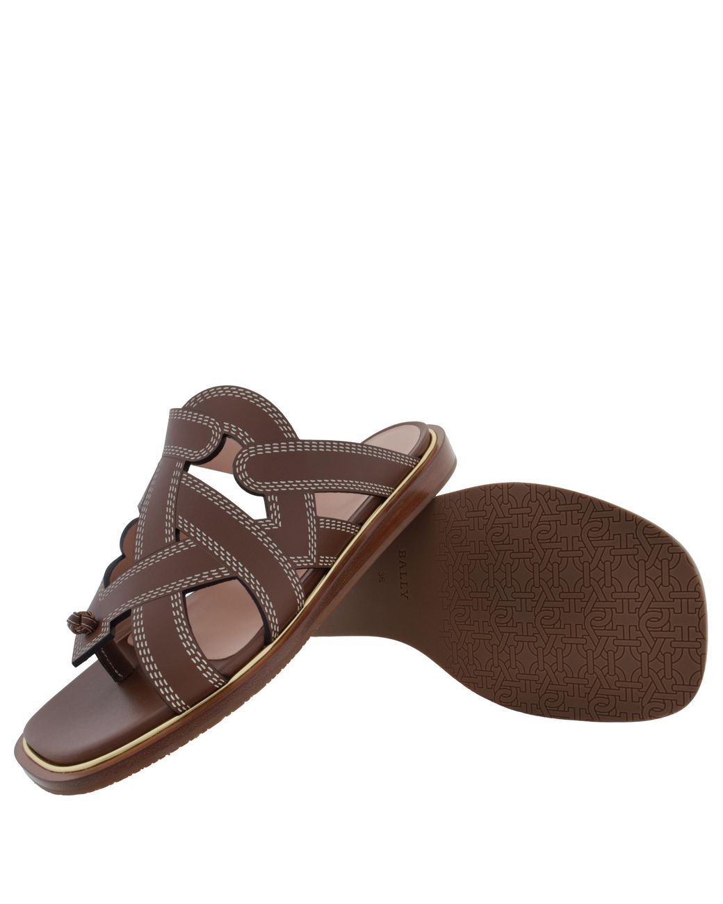 Bally Brown Glada Leather Flat Sandals