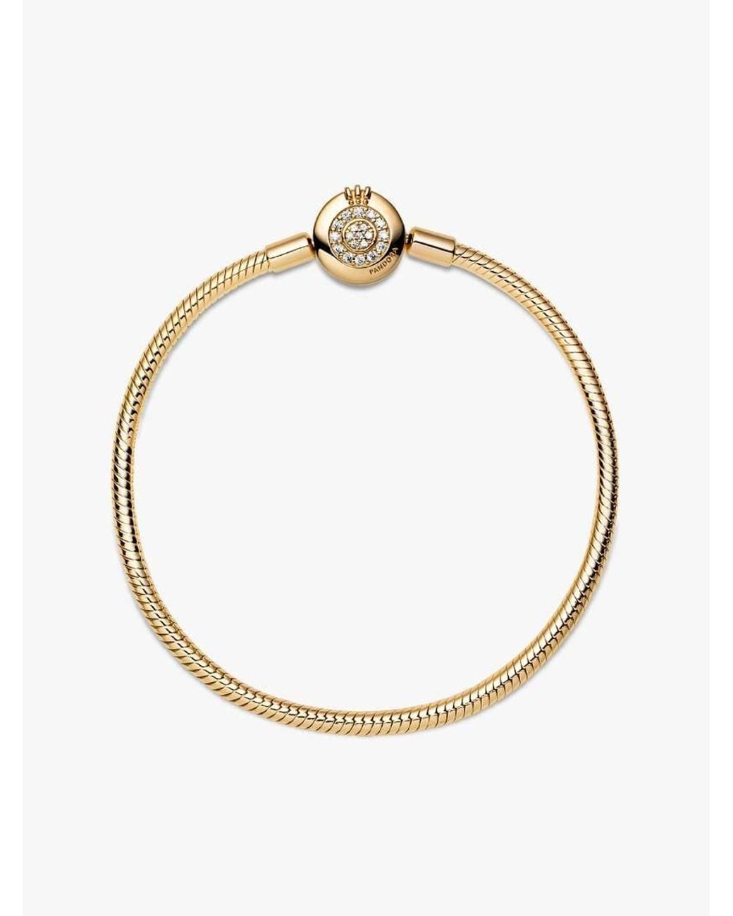 Pandora Metallic 14K-Plated Moments Sparkling Crown O Snake Chain Bracelet for men