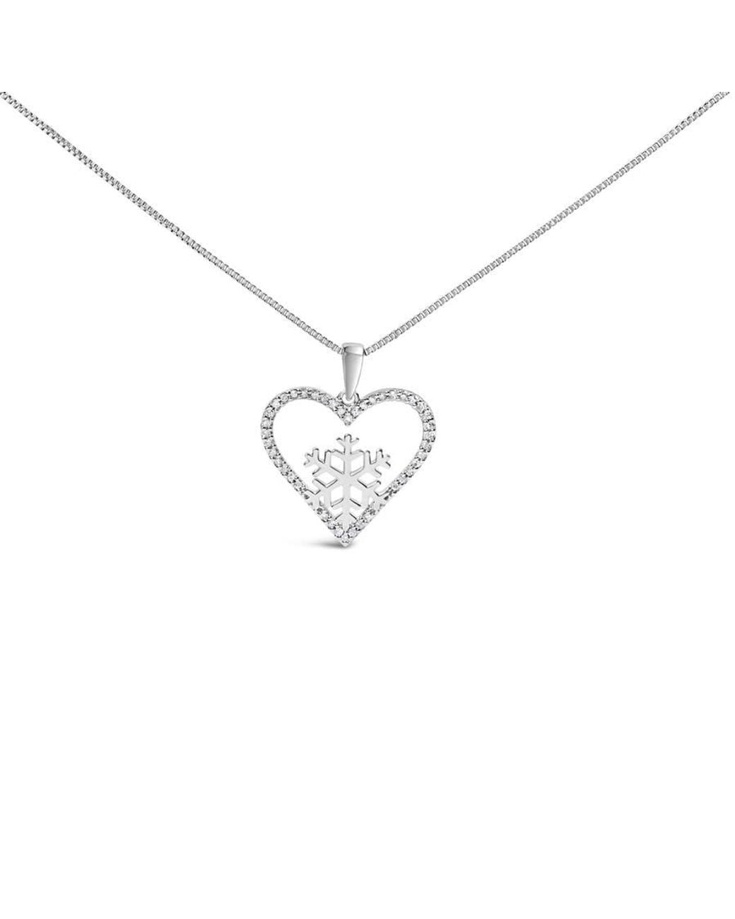 Haus of Brilliance Metallic 925 Sterling 1/10Ct Tdw Diamond Heart Pendant Necklace 18" for men