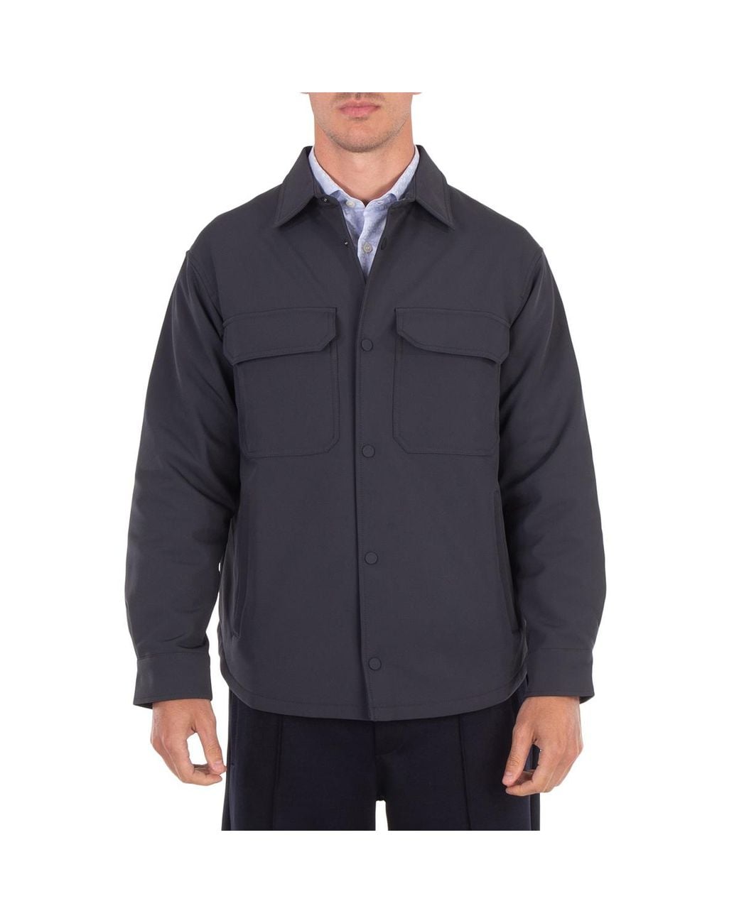 Emporio Armani Blue Comfort-Fit Nylon Shirt Jacket, Brand Size 50 Us for men