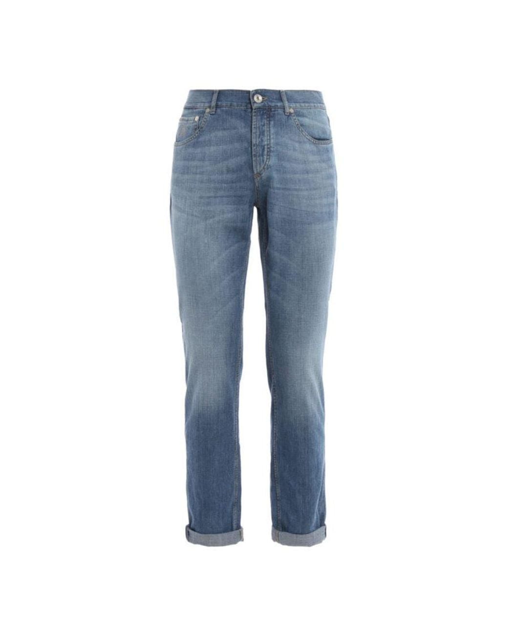 Brunello Cucinelli Blue Light Denim Straight-Leg Jeans, Brand Size 62 (Us for men