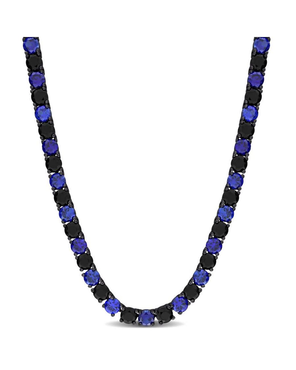 Amour Blue 40 Ct Tgw Created And Sapphire Tennis Necklace for men