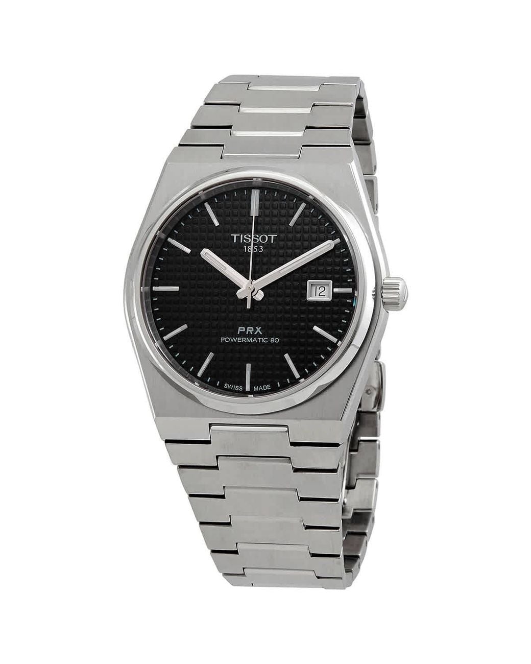 tissot-prx-powermatic-80-automatic-black-dial-watch-in-metallic-for-men