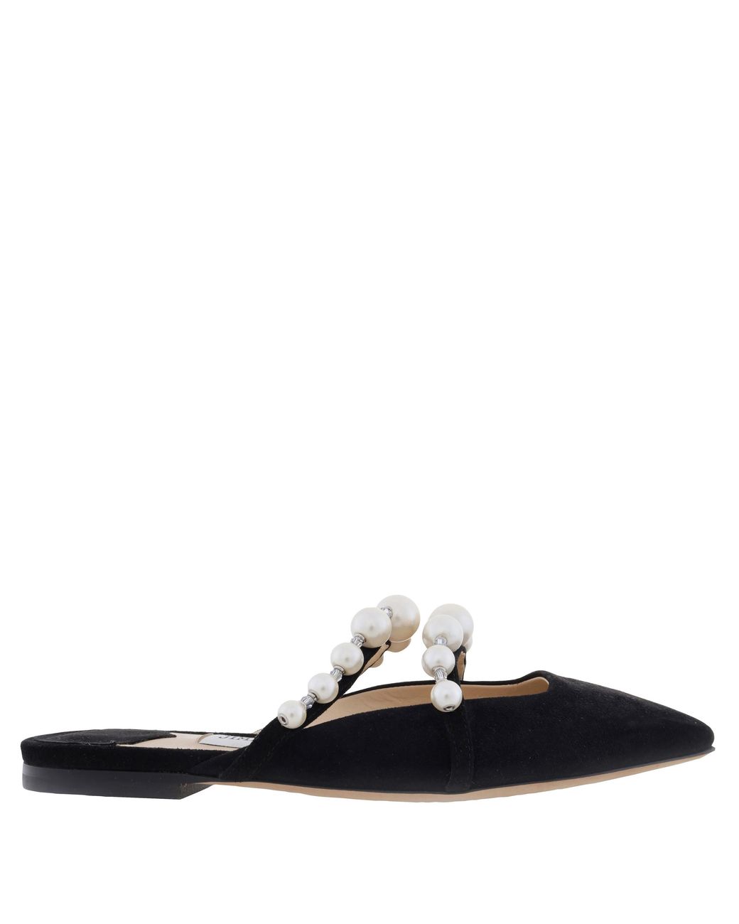 Jimmy Choo Black Amaya Pearly Two-Band Suede Flats, Brand Size 34 Us Size 4