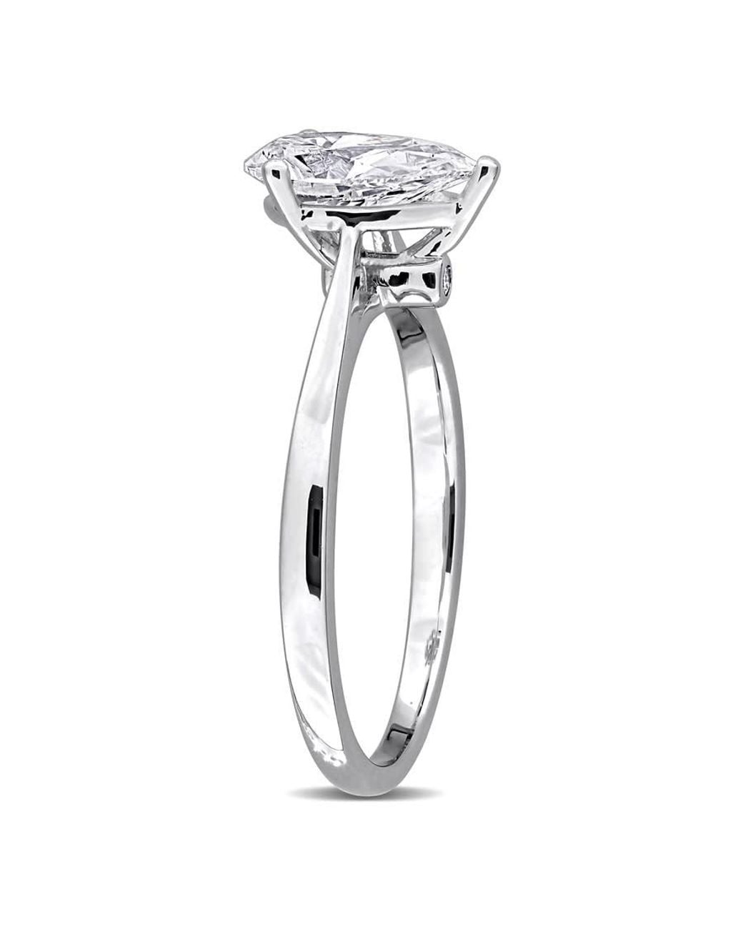 Created Forever Metallic 1Ct Tw Pear-Shaped Lab-Grown Diamond Solitaire Engagement Ring With Side Accents for men