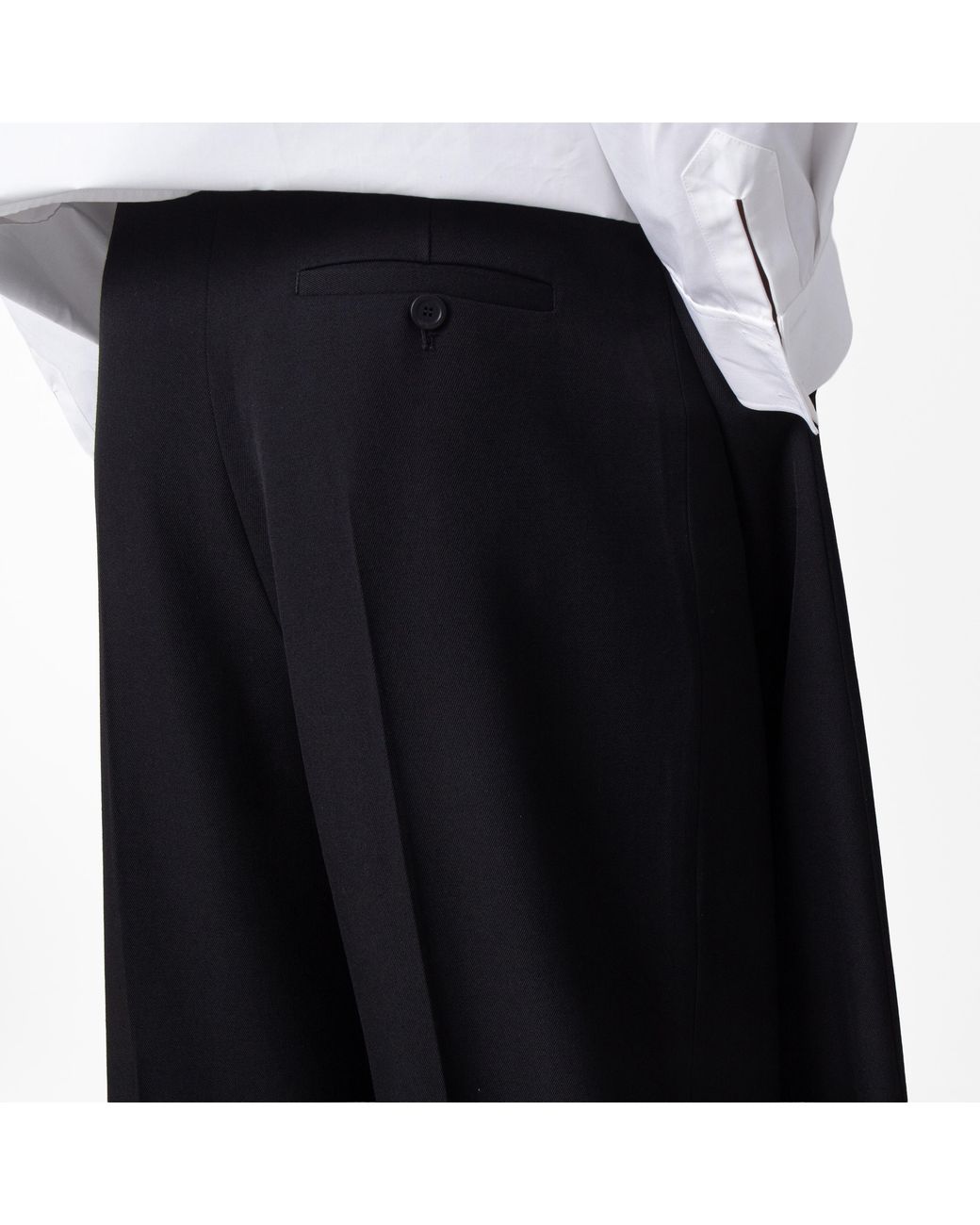 Balenciaga Black Double Front Ironed Pleats Twill Wide-Leg Pant for men