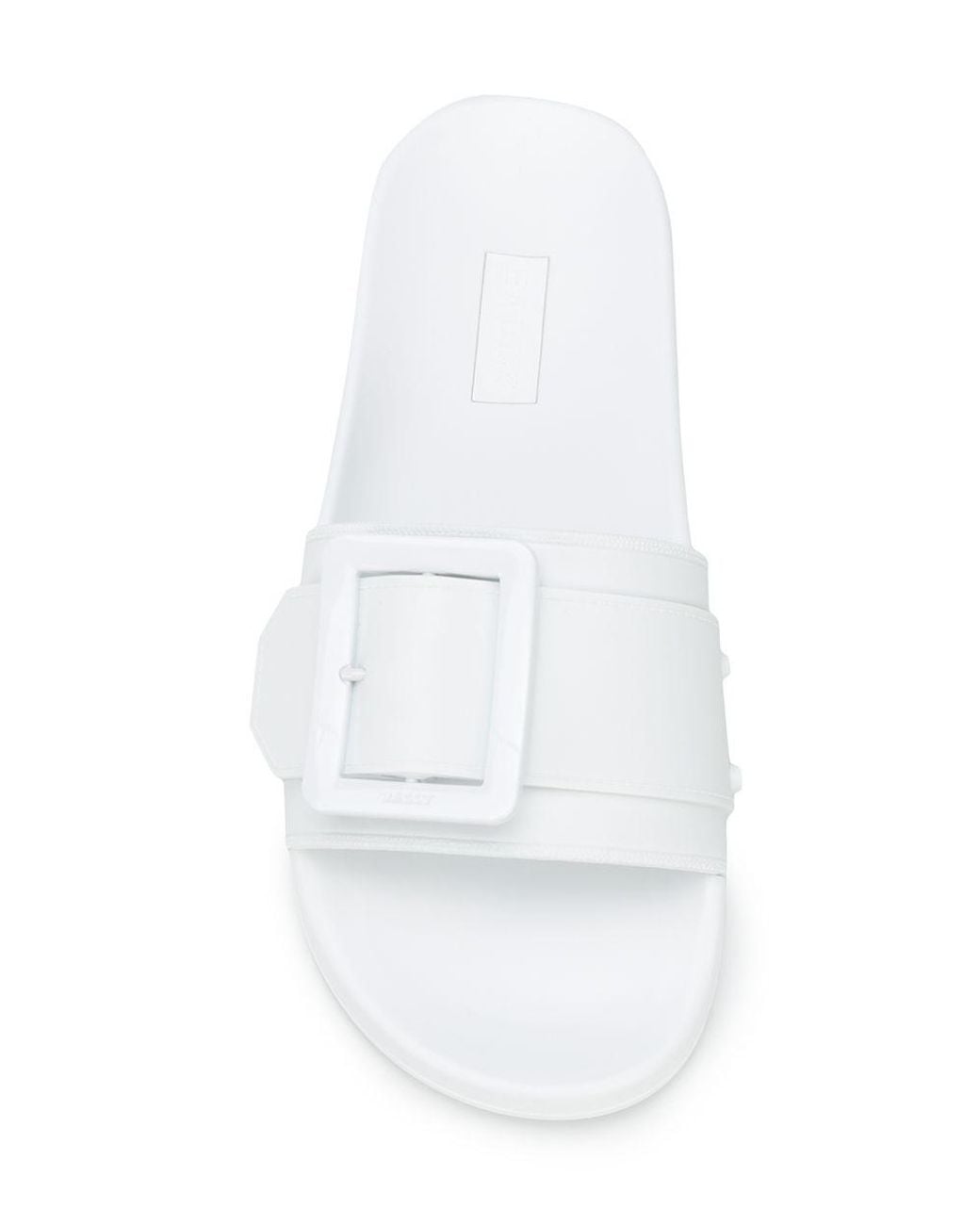 Bally White Jeline Buckle Strap Slide Sandals