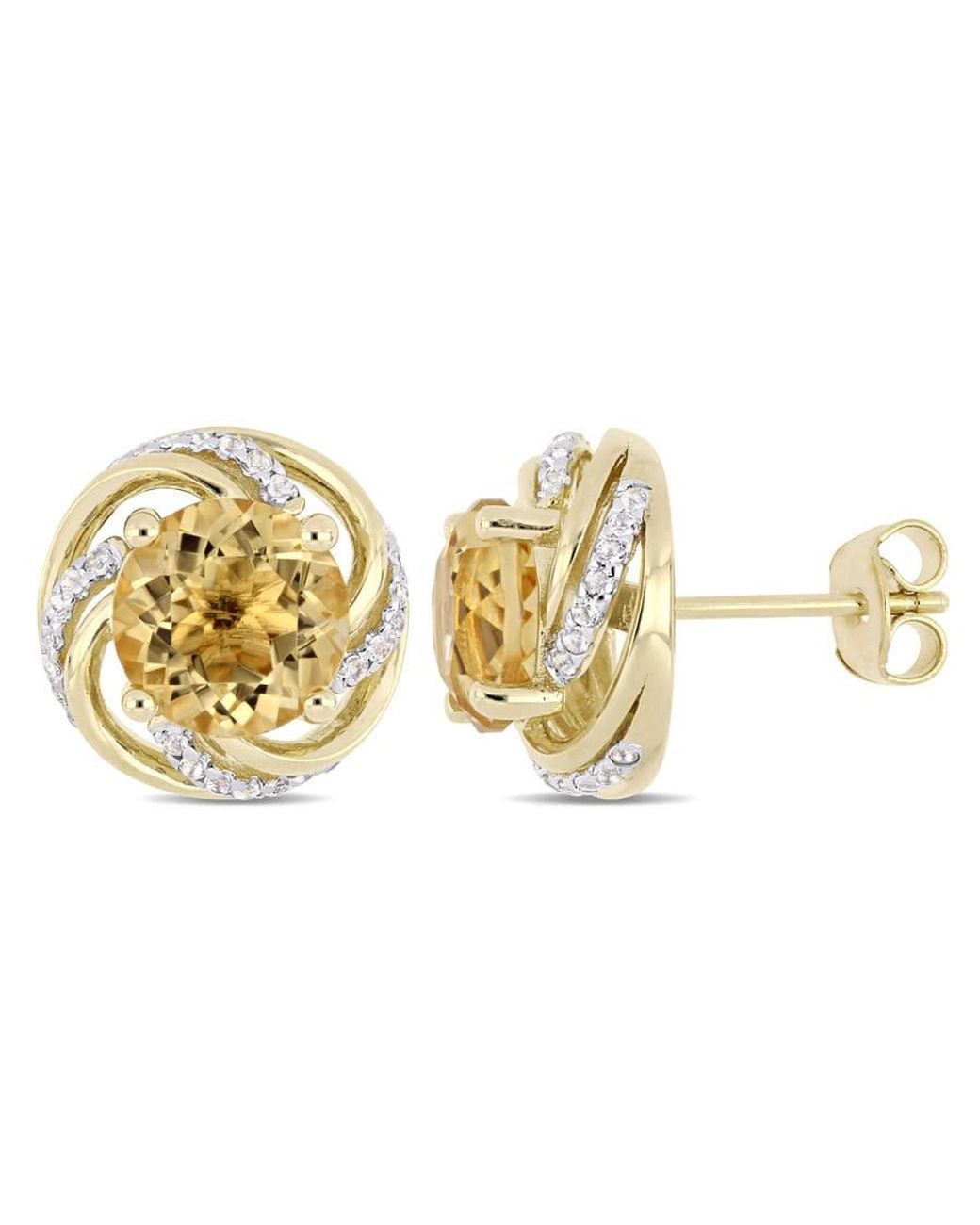 Amour Metallic 4 Ct Tgw Citrine And Topaz Swirl Stud Earrings for men