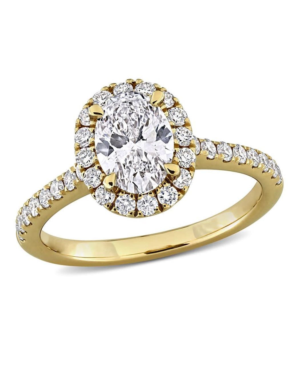 Created Forever Metallic 1 1/2Ct Tw Oval And Round-Cut Lab Grown Diamond Halo Engagement Ring for men