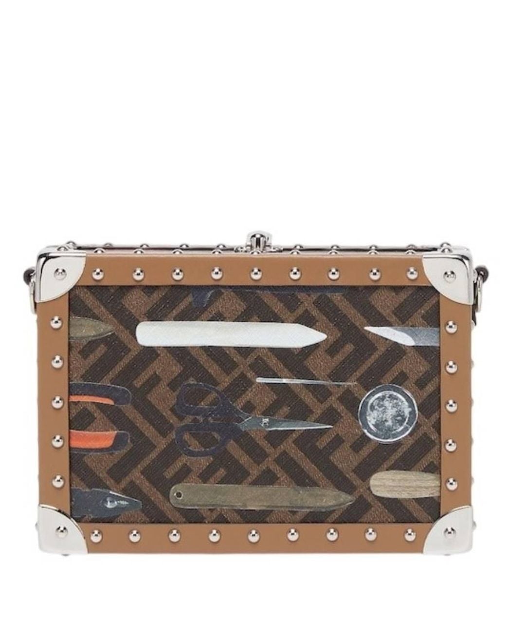 Fendi Brown Ff Rectangular Phone Trunk Bag for men