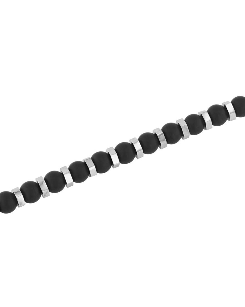 Robert Alton Black Stainless Steel Matte Onyx Bead Bracelet for men