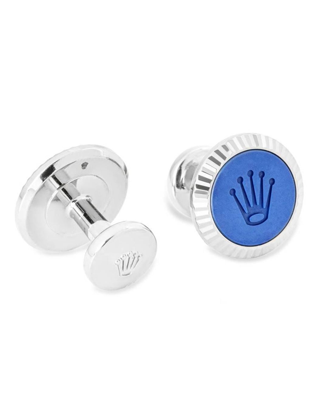 Rolex Blue 18 Kt Fluted Cufflinks for men