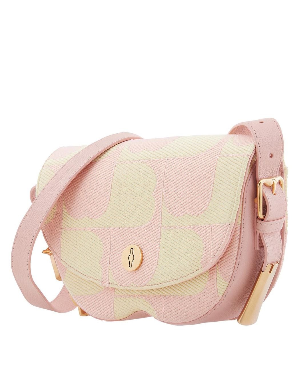 Burberry Pink Embroidered B Design Chess Satchel