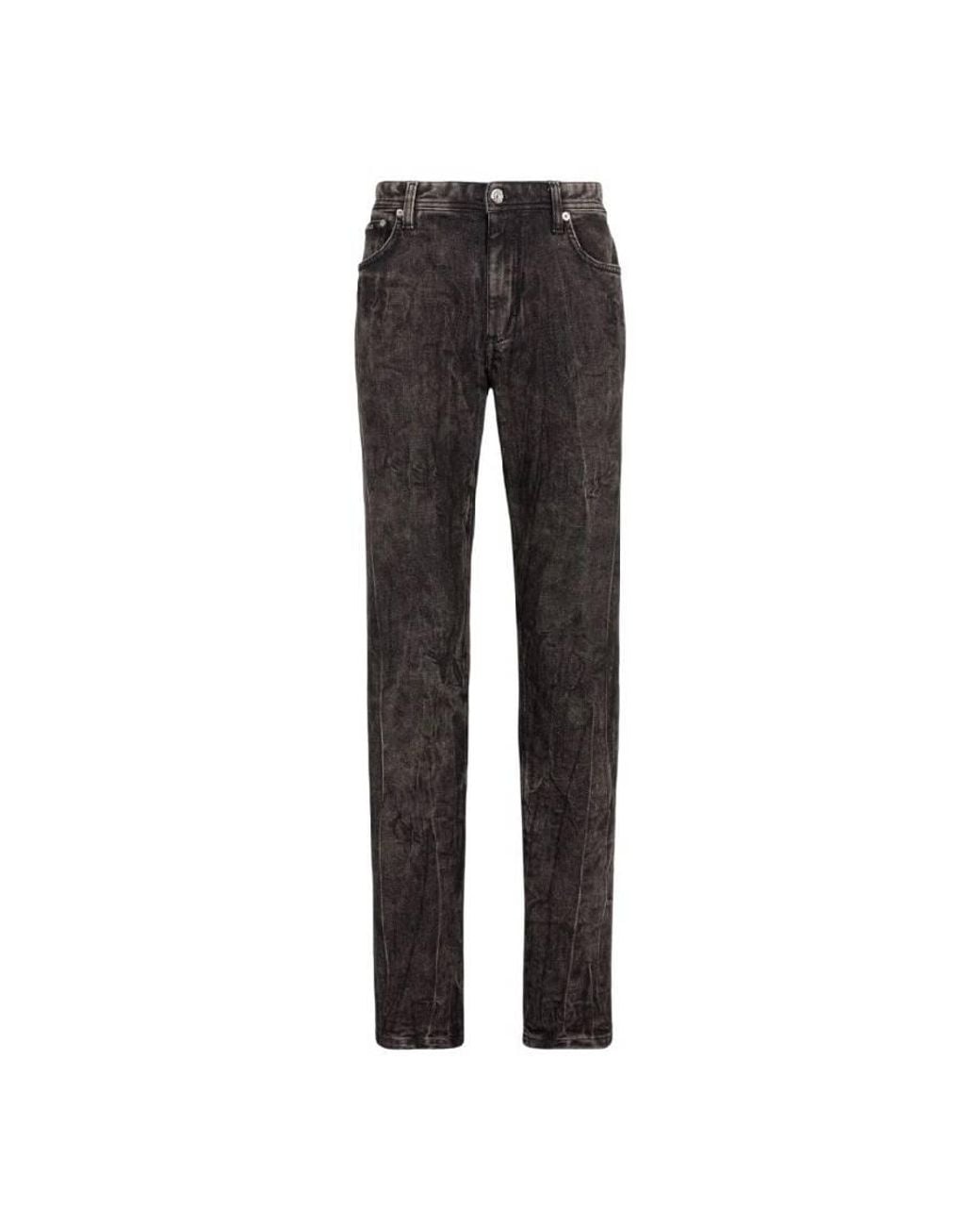 Roberto Cavalli Gray Slim-Fit Faded Denim Jeans for men