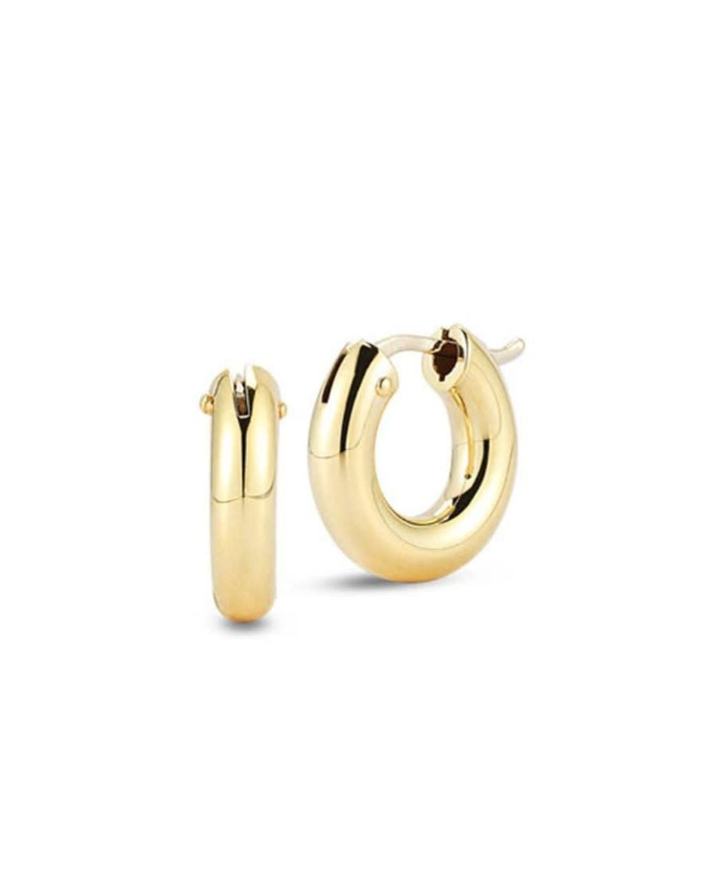 Roberto Coin Metallic 18kt Yellow Gold Wide Hoop Earrings for men