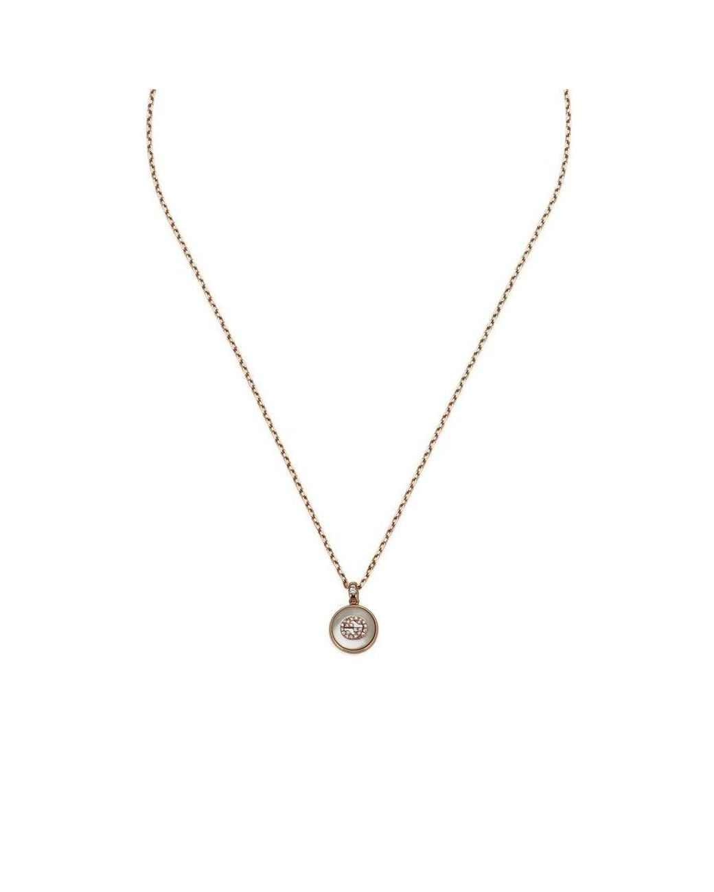 Gucci Metallic Interlocking 18K Rose Mother Of Pearl Necklace for men