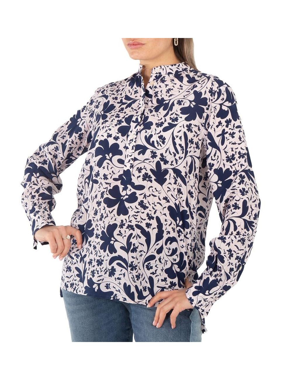 Stella McCartney Blue Silk Forest Floral Print Shirt
