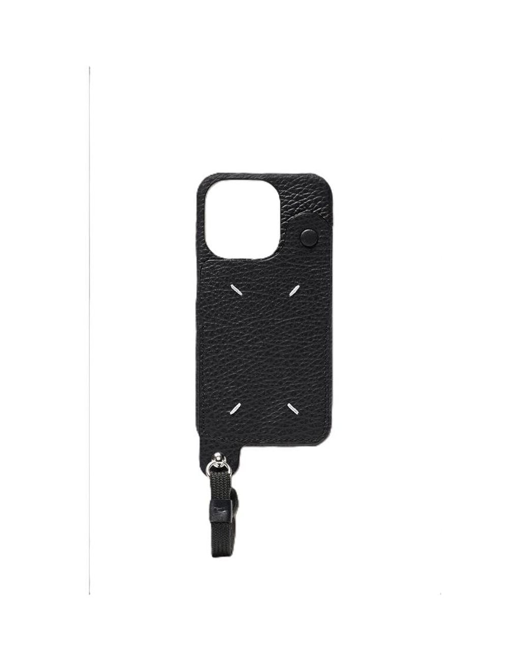 Maison Margiela Black Leather Phone Case for men