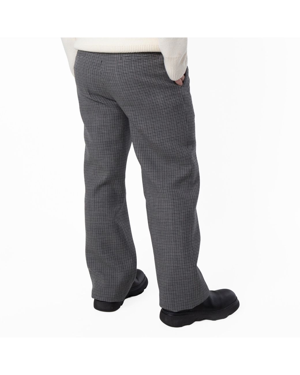Ferragamo Gray Houndstooth Wool Tailored Trousers, Brand Size 52 (Waist for men