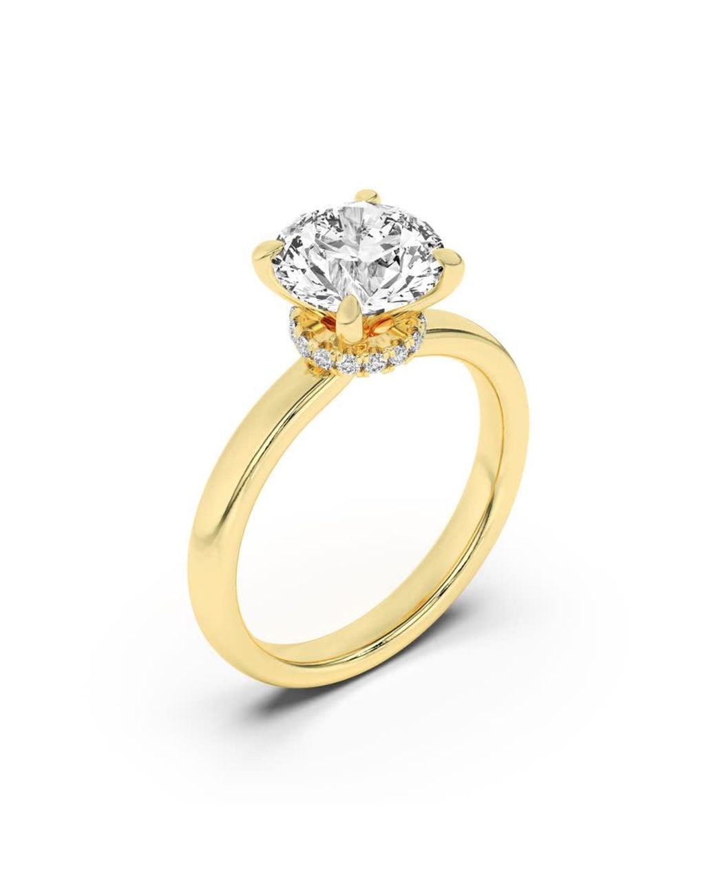 Mure And Co Metallic 2Ctw Round Shaped Lab Grown Diamond (F/Vs) Hidden Halo Plain Shank Engagement Ring for men