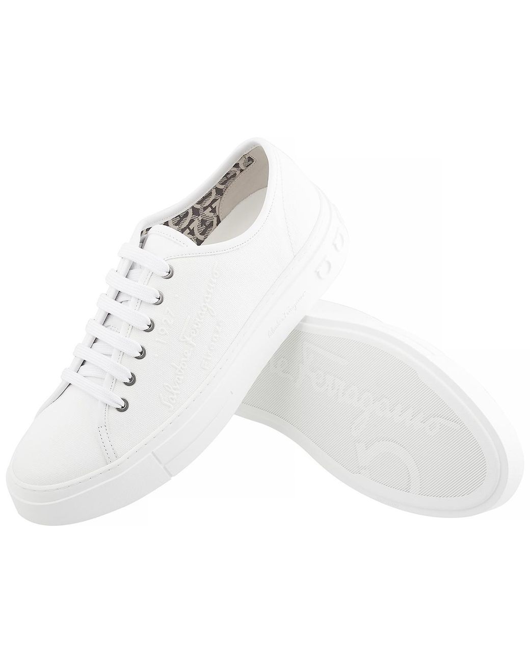 Ferragamo White Salvatore Mediterr Low Cut Sneakers for men