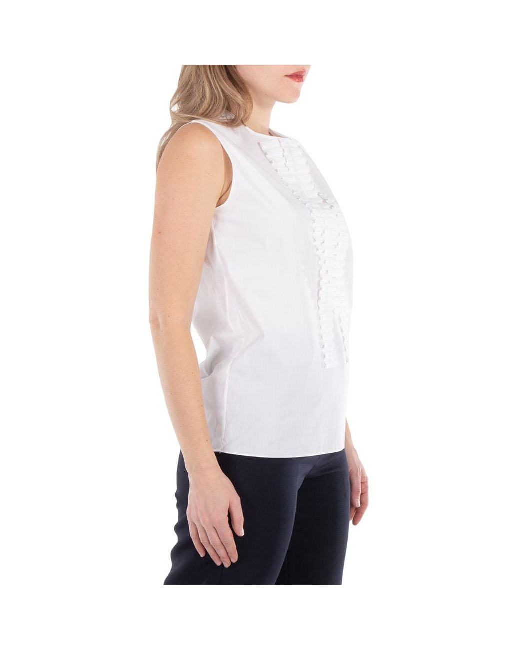 Marni White Pleated Detailing Poplin Sleeveless Top