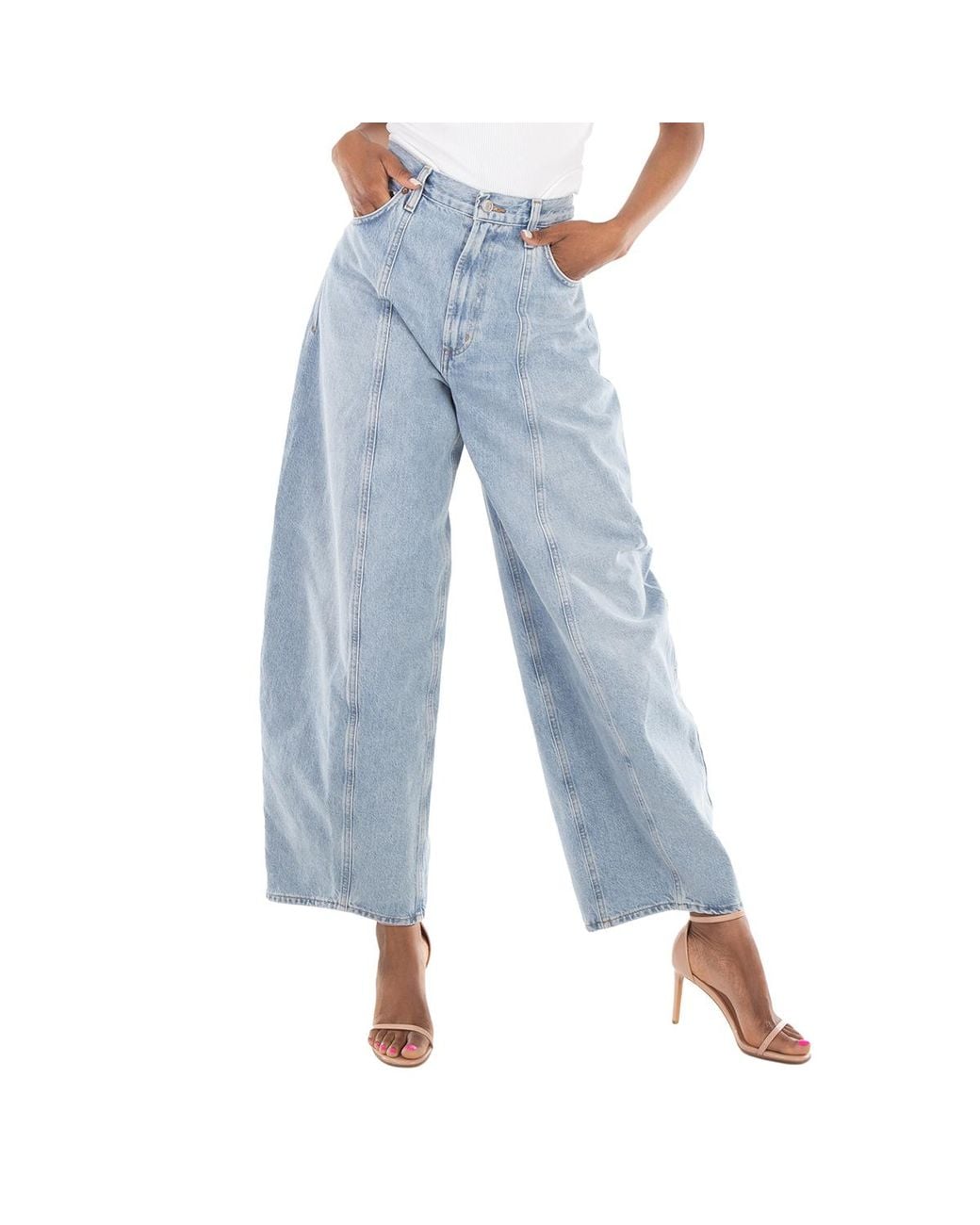 Agolde Blue Ladies Exposure (Med Wsh Ind) Kristen Wide Leg Jeans