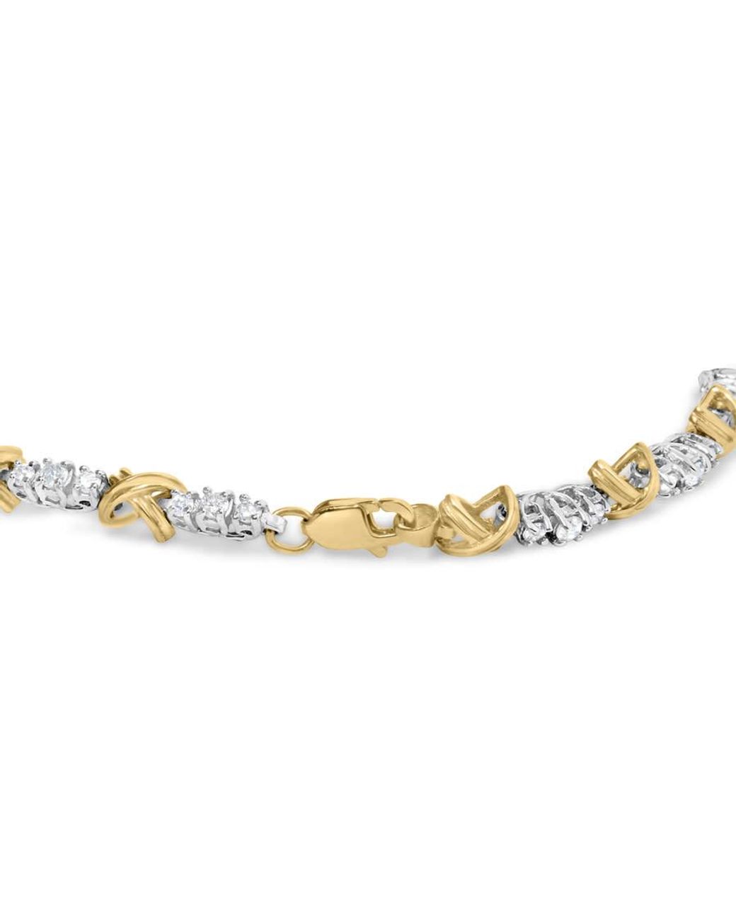 Haus of Brilliance Metallic 10K Two-Tone 1.00 Cttw Diamond X-Link Link Bracelet for men